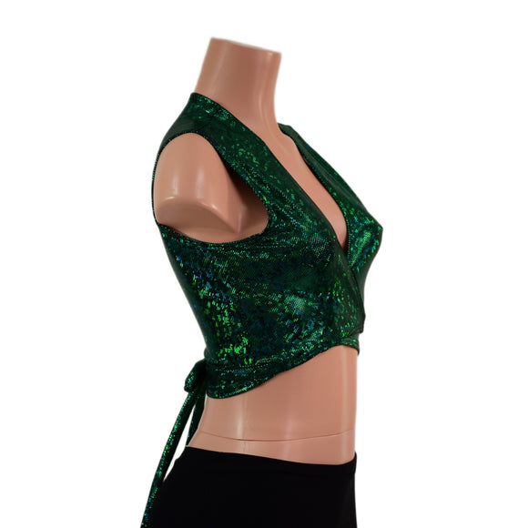 Green Kaleidoscope Sleeveless Wrap & Tie Top