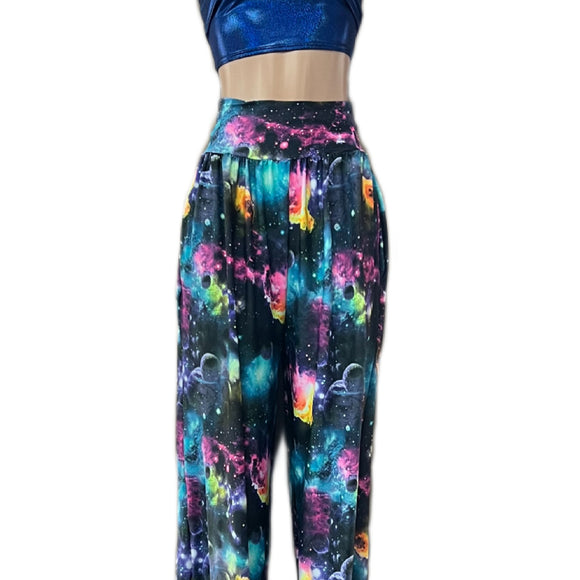 Trouser Style Stilt Pants in UV Glow Galaxy
