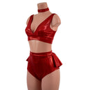3PC Starlette Bralette, High Waist Ruffle Rump Siren Shorts, and 1" Snap Back Choker Set-2