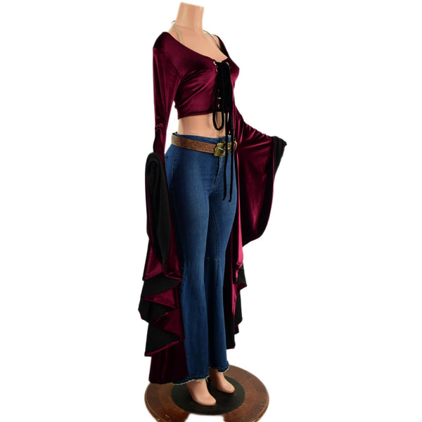 Lace Up Sorceress Sleeve Crop Top - 2