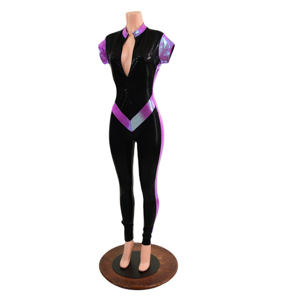 Cap Sleeve V Front Catsuit with Stella Neckline - Coquetry Clothing