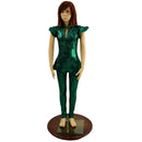 Girls Green Kaleidoscope Catsuit with Front Zipper and Ruffle Rump - Coquetry Clothing