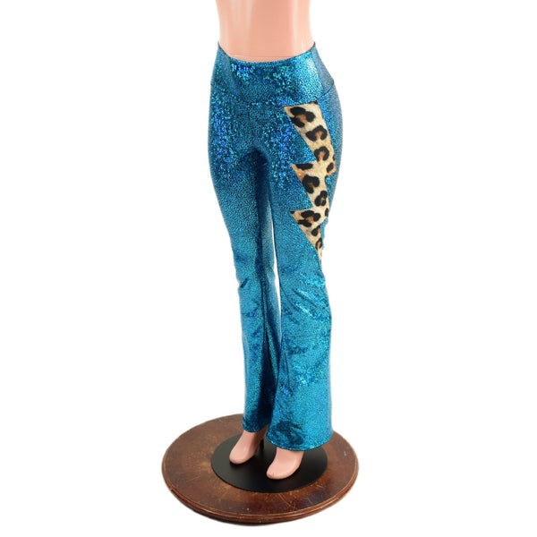 High Waist Boot Cut Leggings with Lightning Bolts - 2