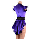 Purple Velvet Romper with Inset Mesh Keyhole Neckline and Mini Tux Back Tails-5