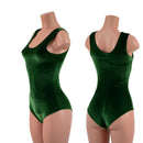 Green Velvet Tank Style Romper with Siren Cut Leg-1