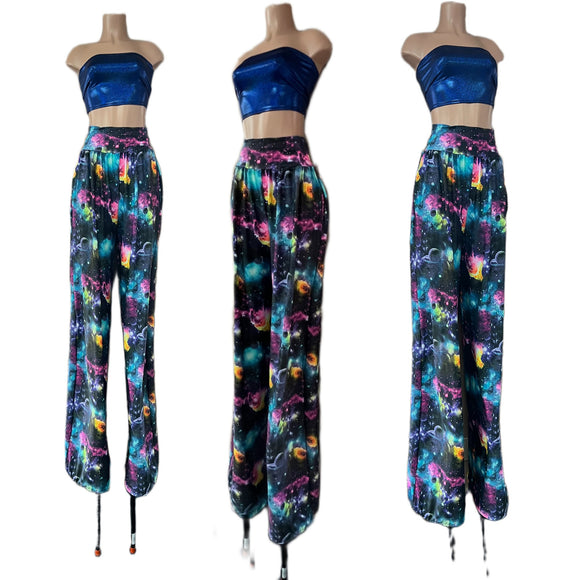 Trouser Style Stilt Pants in UV Glow Galaxy