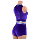 Purple Velvet Crop and Pinup Shorts with Lavender Ice Trim-2