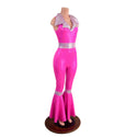 Sleeveless, Bell Bottom Catsuit with Waist and Knee Band Contrast - 2