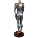 Silver Holographic Sharp Shoulder Catsuit-2