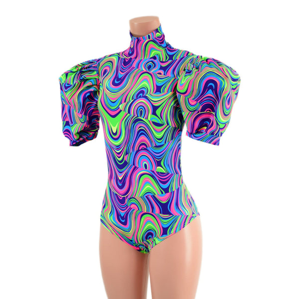 Glow Worm Romper with Half Length Victoria Puffed Sleeves - 6