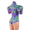 Glow Worm Romper with Half Length Victoria Puffed Sleeves - 5