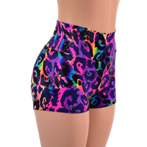 Rainbow Leopard High Waist Shorts