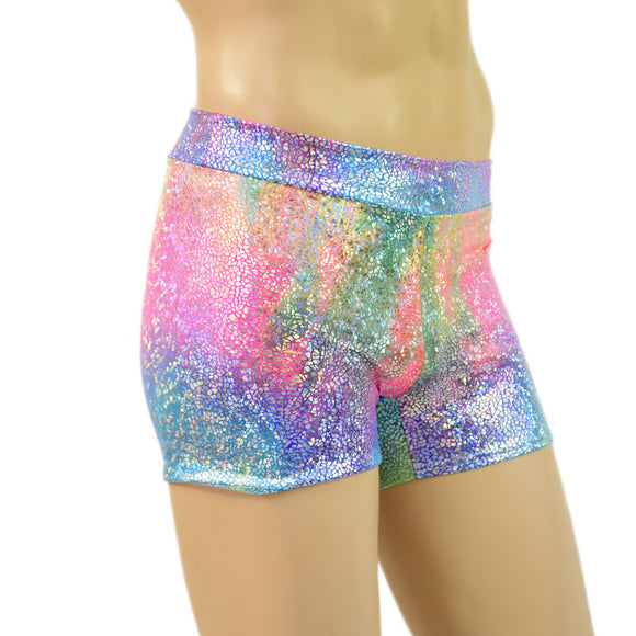 Mens Rio Midrise Shorts in Rainbow Shattered Glass