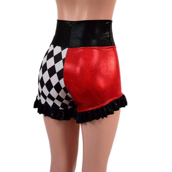 High Waist Circus Shorts with Ruffled Leg