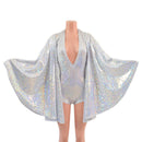 Plunging V Neck White Kaleidoscope Romper with Boy Cut Leg-1