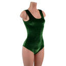 Green Velvet Tank Style Romper with Siren Cut Leg-2