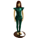 Girls Green Kaleidoscope Catsuit with Front Zipper and Ruffle Rump - Coquetry Clothing