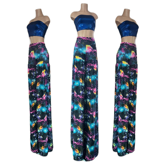 Fitted at the Hips Stilt Pants in UV Glow Galaxy
