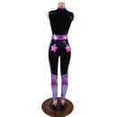 Bolts and Stars Zipper Front Color Blocked Catsuit-3