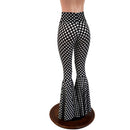 Black and White Polka Dot Print High Waist Bell Bottom Flares-3