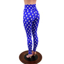 Blue & White Star High Waist Leggings-3