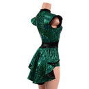 Green Kaleidoscope Mini Tux Back Romper with Black Mystique Trim-2