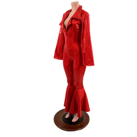 Womens Waterloo Catsuit in Red Sparkly Jewel