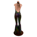 Josie Halter Bell Bottom Flare Catsuit in Poisonous-2
