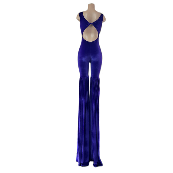 Purple Velvet Twist Back Stilting Costume