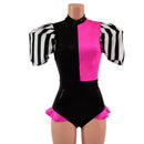 Quad Color Blocked Romper with Short, Banded, Victoria Sleeves-2