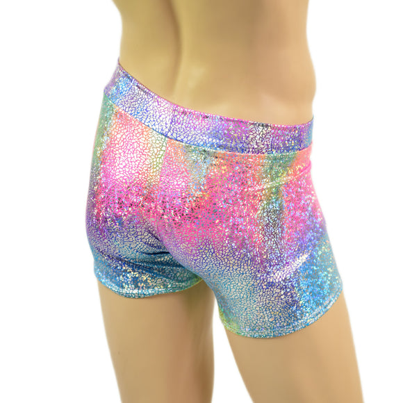 Mens Rio Midrise Shorts in Rainbow Shattered Glass