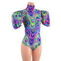 Glow Worm Romper with Half Length Victoria Puffed Sleeves - 1
