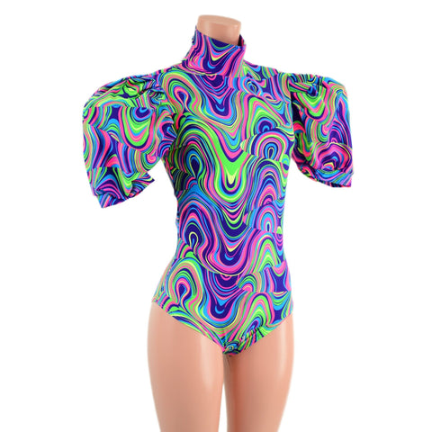 Glow Worm Romper with Half Length Victoria Puffed Sleeves - Coquetry Clothing