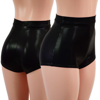 High Waist Pinup Shorts with Boy Cut Leg in Black Mystique