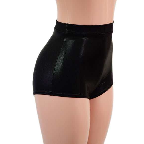 High Waist Pinup Shorts with Boy Cut Leg in Black Mystique