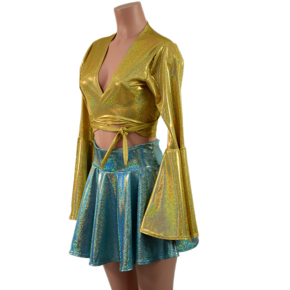 Wrap & Tie Top with Trumpet Sleeves TOP ONLY