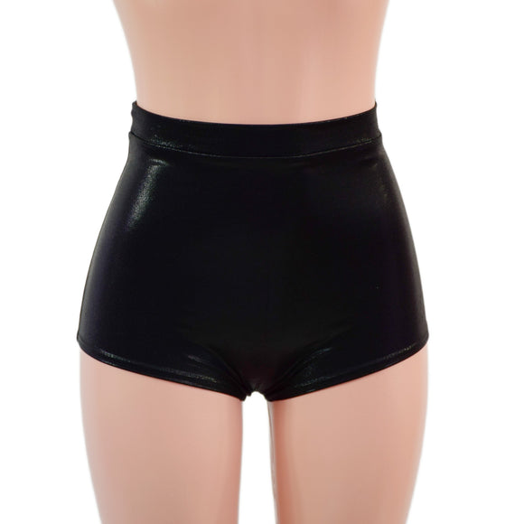 High Waist Pinup Shorts with Boy Cut Leg in Black Mystique