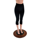 High Waist Capri Leggings in Black Velvet-4