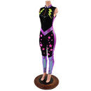 Bolts and Stars Zipper Front Color Blocked Catsuit-2