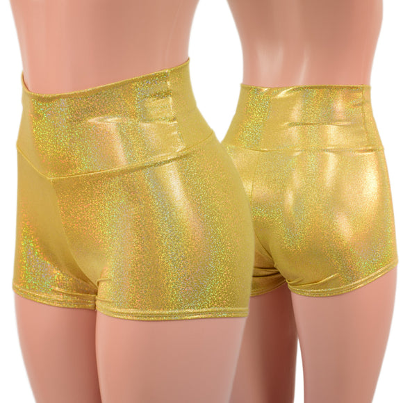 Gold Sparkly Jewel High Waist Shorts
