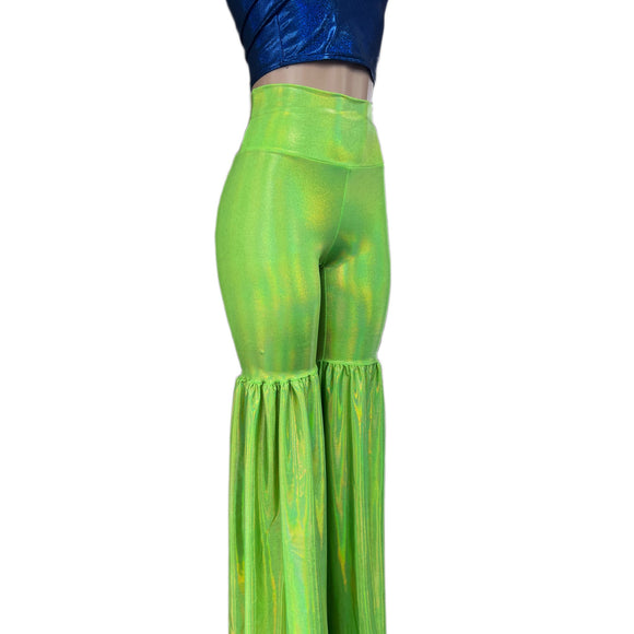 Leggings Style Stilt Pants in Neon Lime Holographic