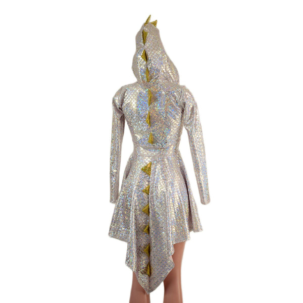 Long Sleeve Dragon Tail Hooded Skater Dress - 4