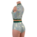 Sleeveless Frostbite Keyhole Romper with Nude Mesh Waistband-5