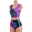 Plumeria and Scarab Lace Up Harlequin Set - 7