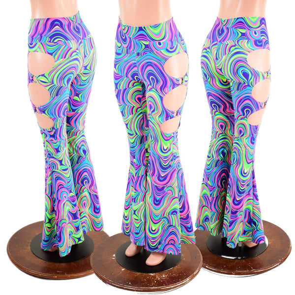 High Waist Solar Flares with Triple Cutouts and O-rings - 1