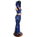 Front Lace Up High Waist Solar Flares and Wrap & Tie Hooded Crop - 2