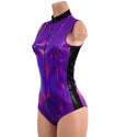 Grape Holo and Black Mystique Sleeveless Stella Romper with Side Panels - 5