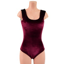 Burgundy Velvet Tank Style Romper with Siren Cut Leg-5