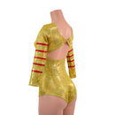 Gold, Red and Green Klown Romper with Twist Back-5