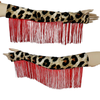 Fingerless Arm Warmer Gloves with Fringe